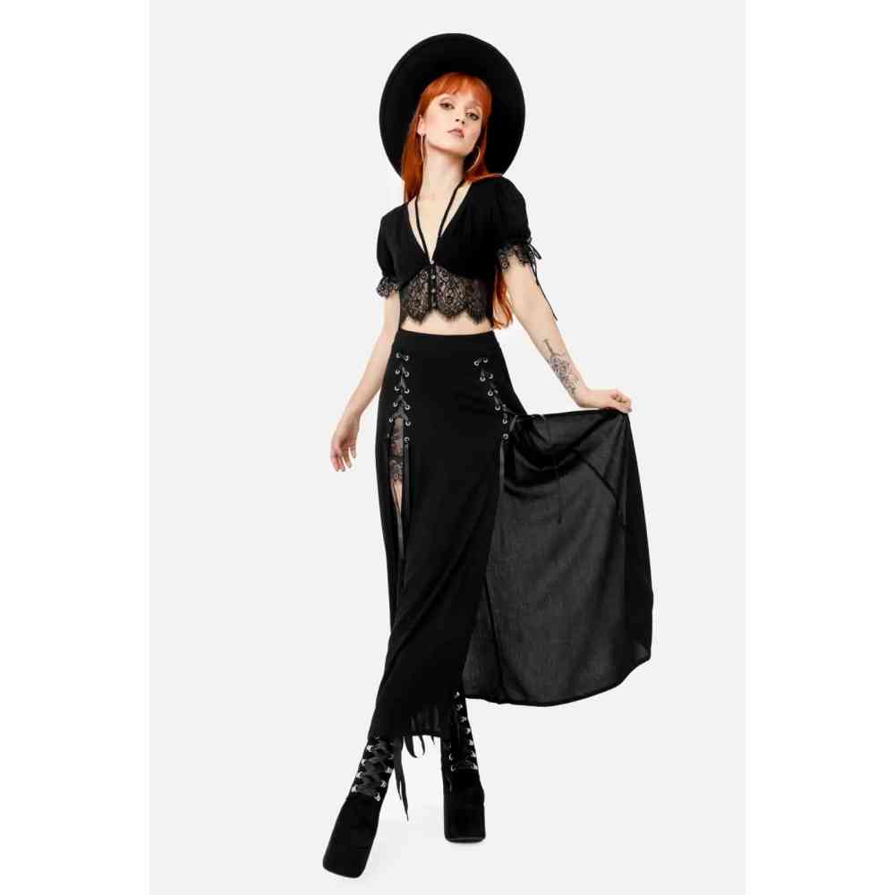 Restyle - Lichen Lace Crop top - Black